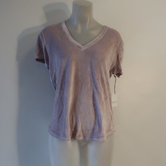 NWT Womens Bella Dahl Lilac Mist V-Neck Velour Blouse Top M - Picture 2 of 9